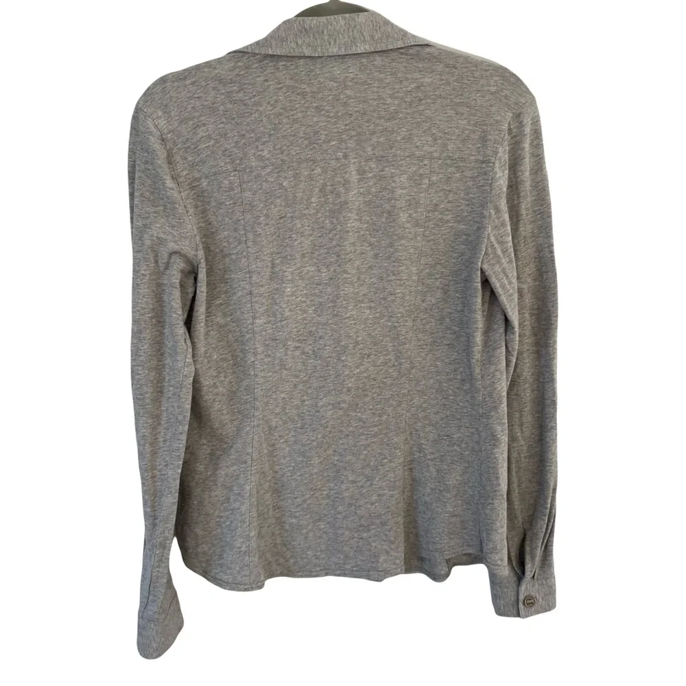 Lafayette 148 Gray Utility Casual Grunge‎ Soft Button-Up Shirt Small - Picture 3 of 7